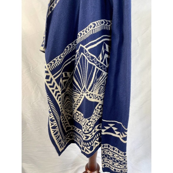 Flying Tomato Aztec Indian Navajo Reversible Cardigan Navy & Cream Big Size S - Picture 3 of 13